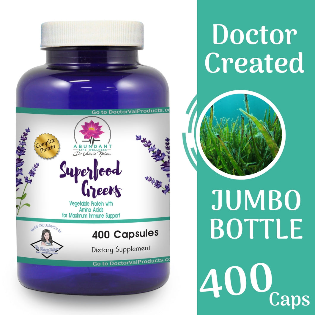 Superfood Green Complex - Spirulina and Alfalfa - 400 Capsules