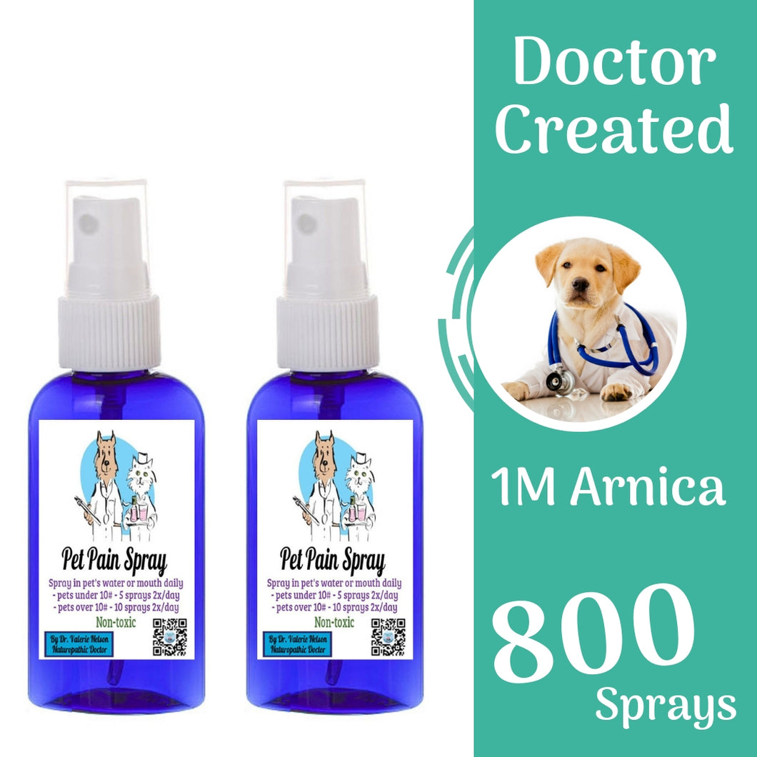 Pet Pain Spray - Arnica 1M for Pets - Homeopathic Oral Spray - 800 sprays - Buy One Bottle, Get One FREE!